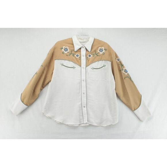 Vintage Roper Western Shirt Women Large Floral Embroidered Pearl Snap Cowgirl - Picture 1 of 6